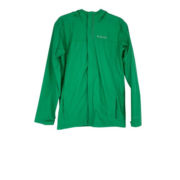 Columbia Kids XL Green Watertight Zip Up Rain Jacket Hooded Waterproof HR7-35 - Picture 1 of 7
